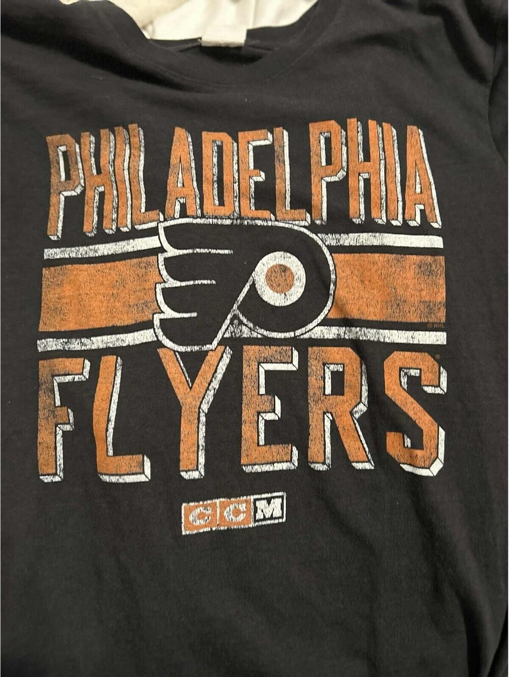 VTG CCM 1980's Philadelphia Flyers NHL Long Sleeve Men's Size S Black T- Shirt